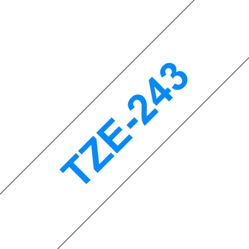 TZe-243 - Selbstklebend - blau auf weis - Rolle (1,8 cm x 8 m)